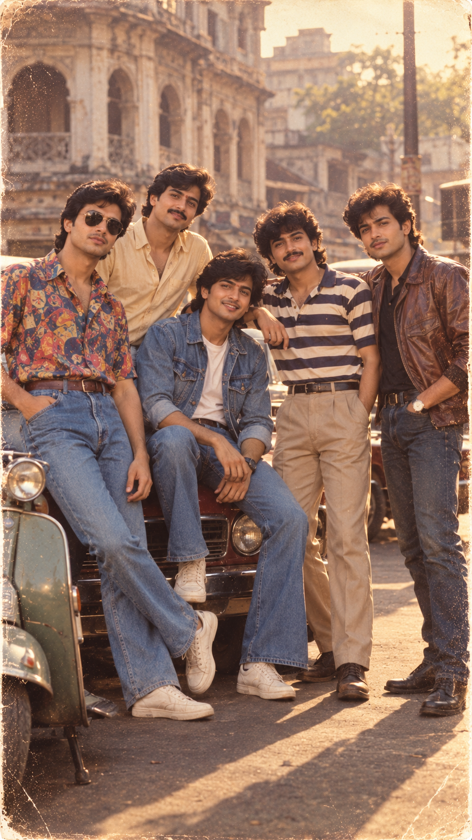Retro Friends by the Vintage Car