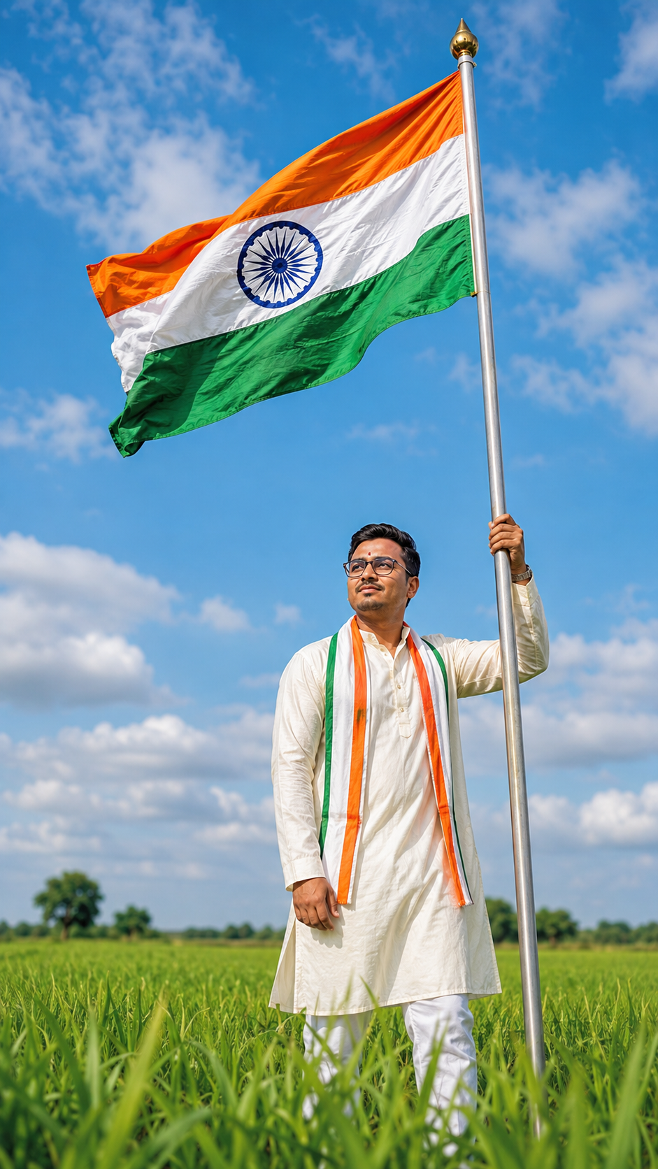 Man with Indian Flag