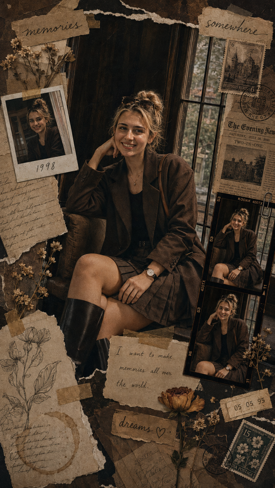 Dark Academia Scrapbook Girl