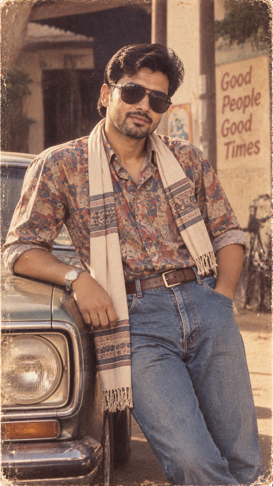 Retro Portrait by a Vintage Car