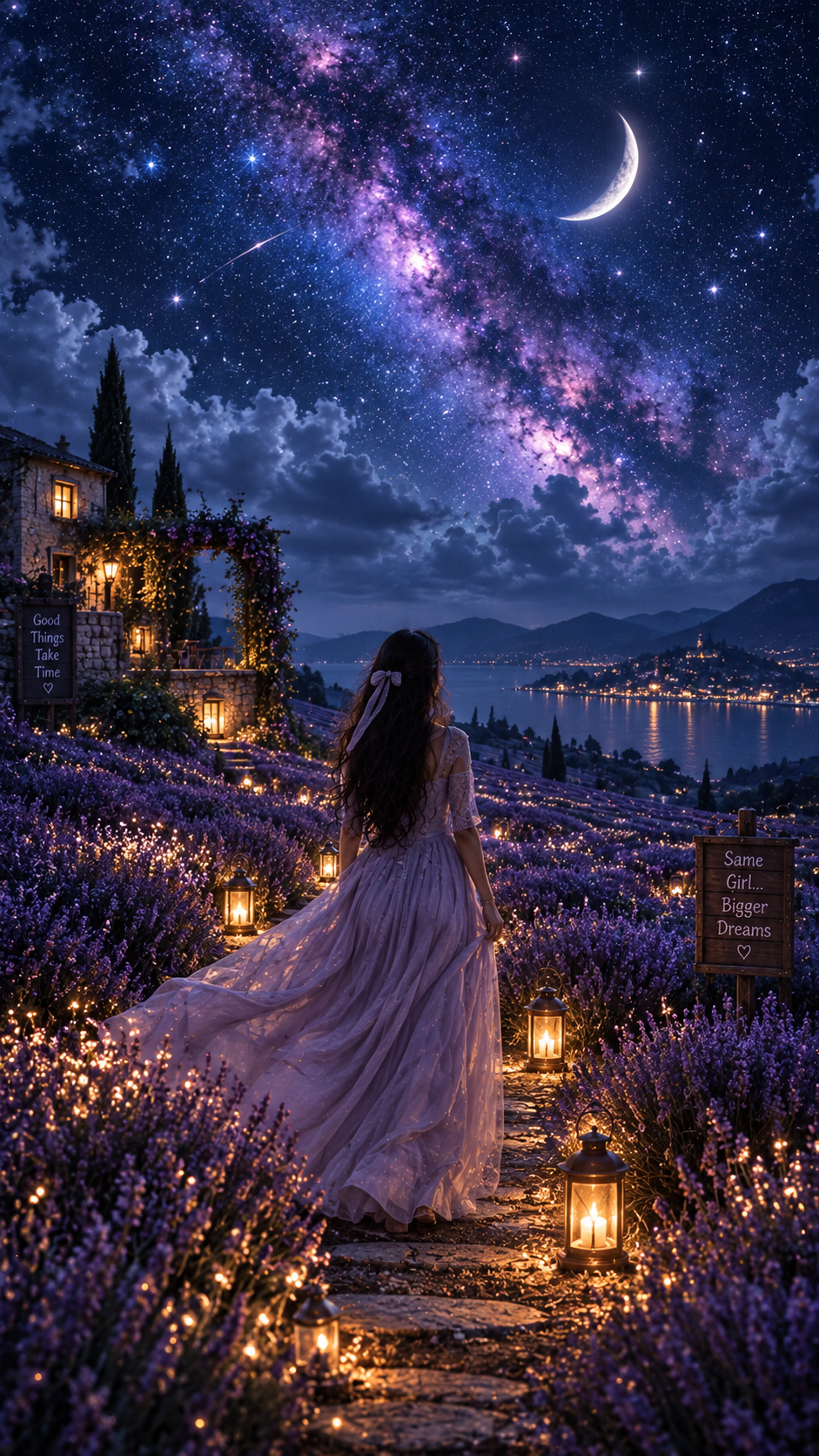 Girl Walking Through the Galaxy