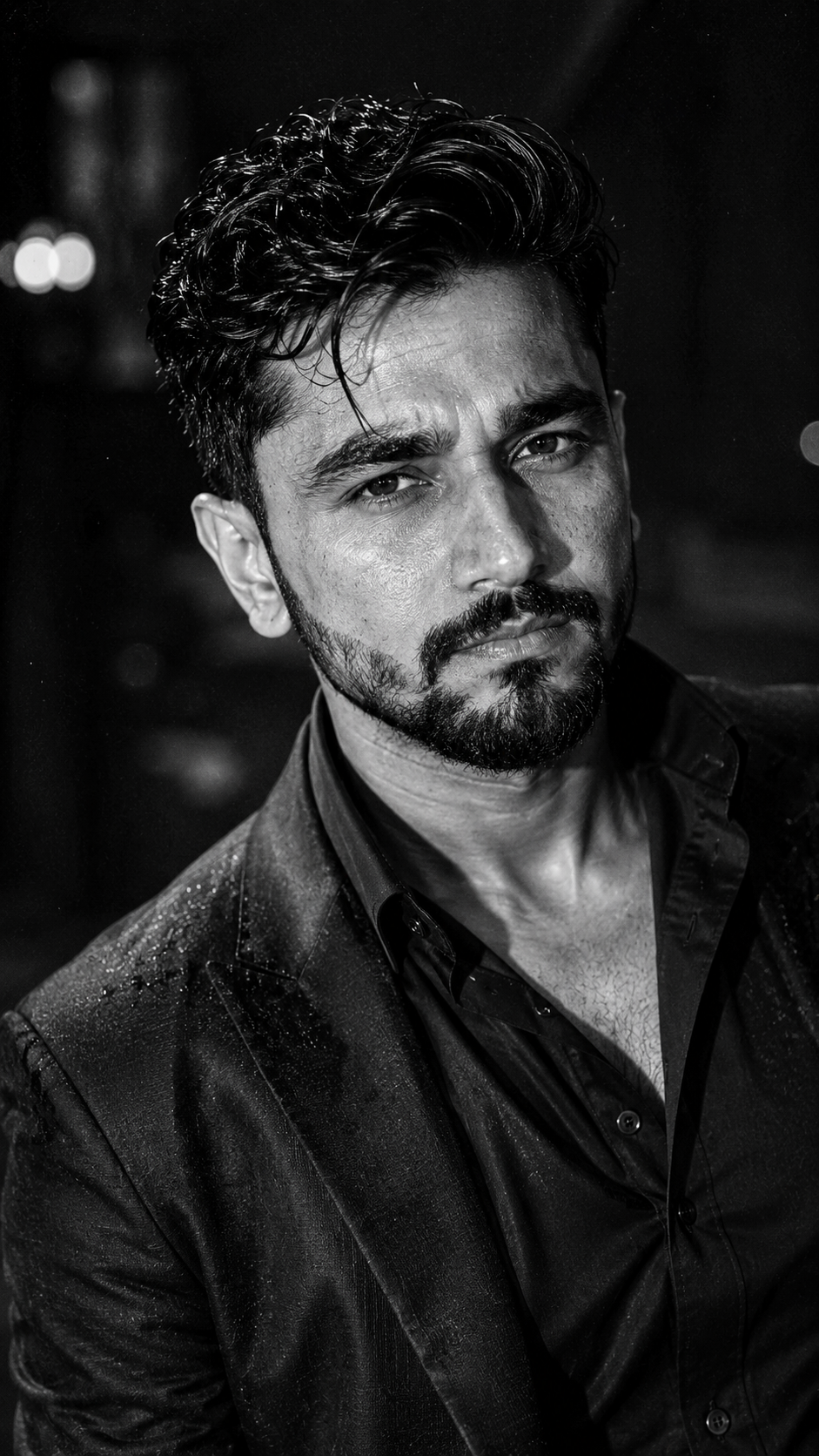 Black-and-White Main Character Portrait