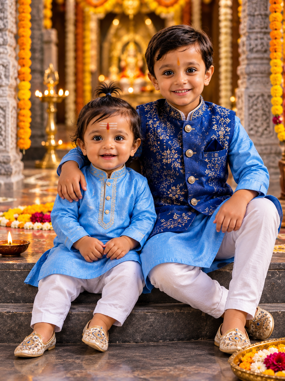Festive Temple Blessings with Brothers
