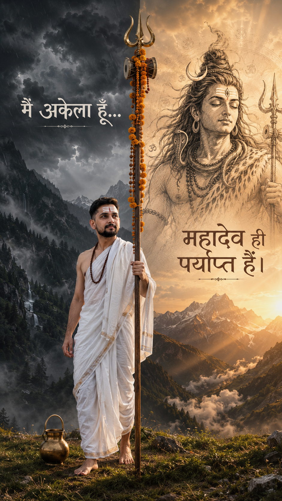 Shiva's divine balance of light and storm