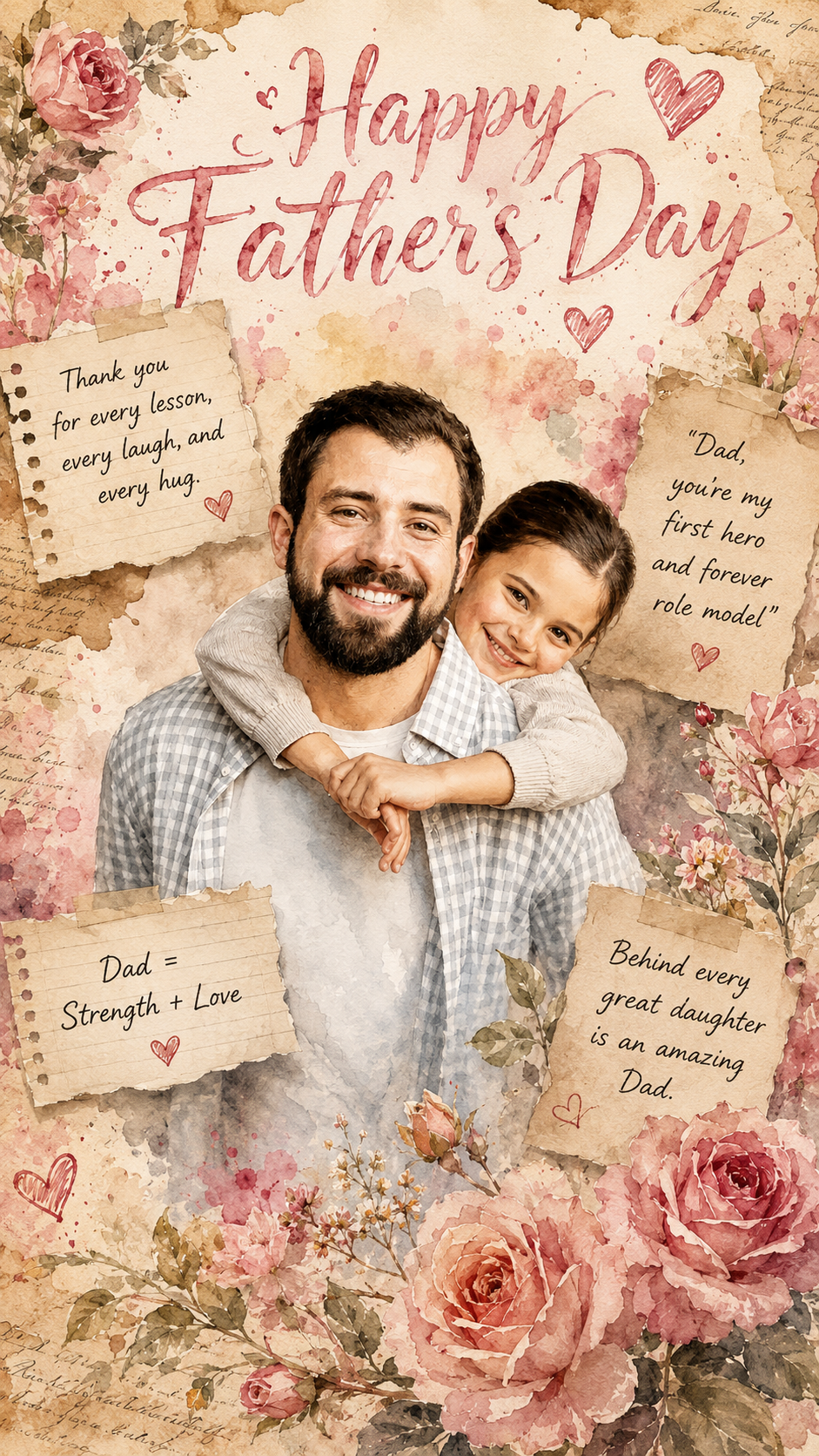 watercolor Father's Day portrait