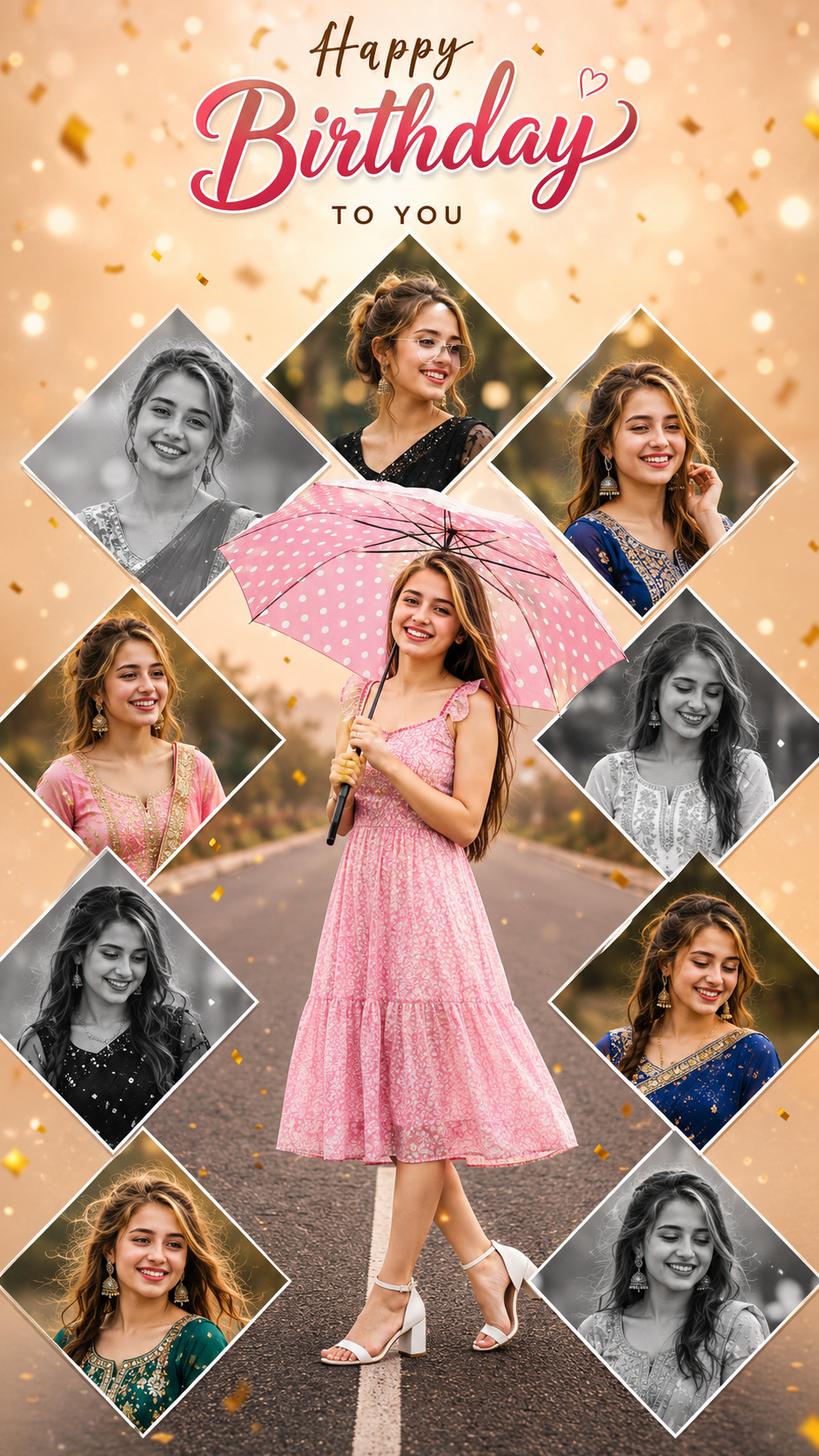Happy birthday celebration collage