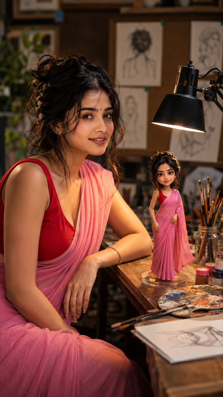 Cozy artist studio with creative energy