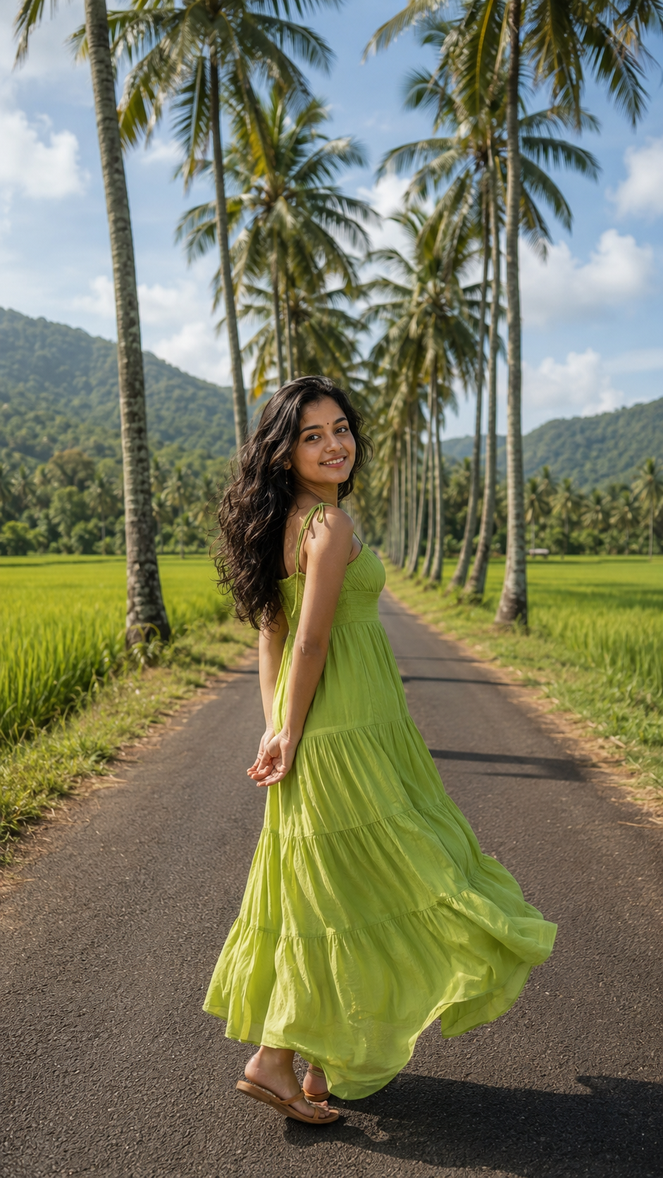 Serene tropical stroll under the palms