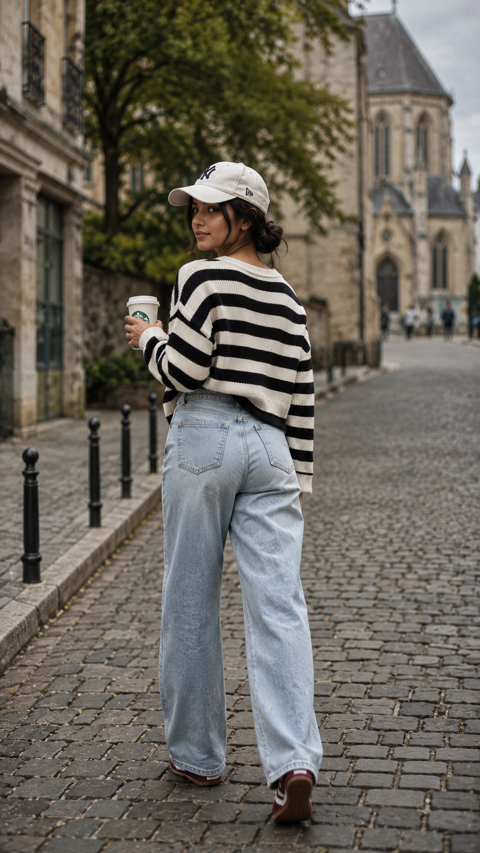 Walking through historic cobblestone streets