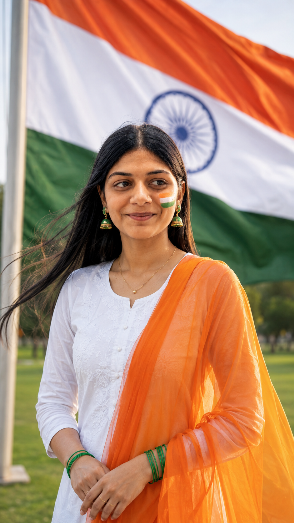 Patriotic Portrait in Tricolor Elegance