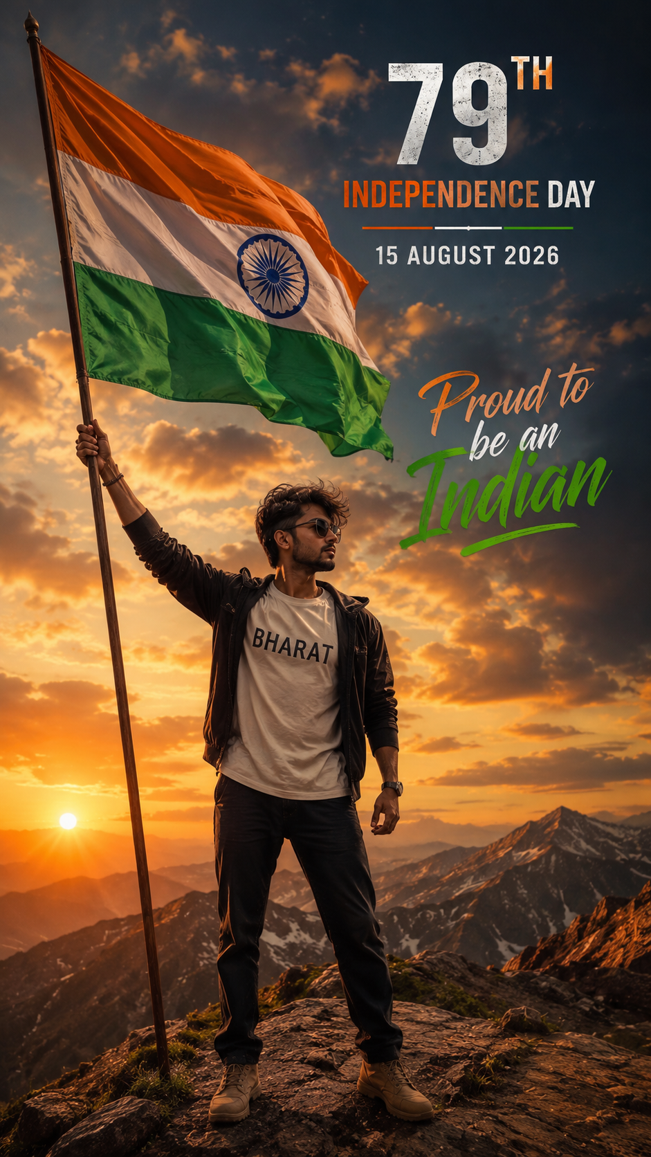 Patriotic Mountain Flag Poster 15 August