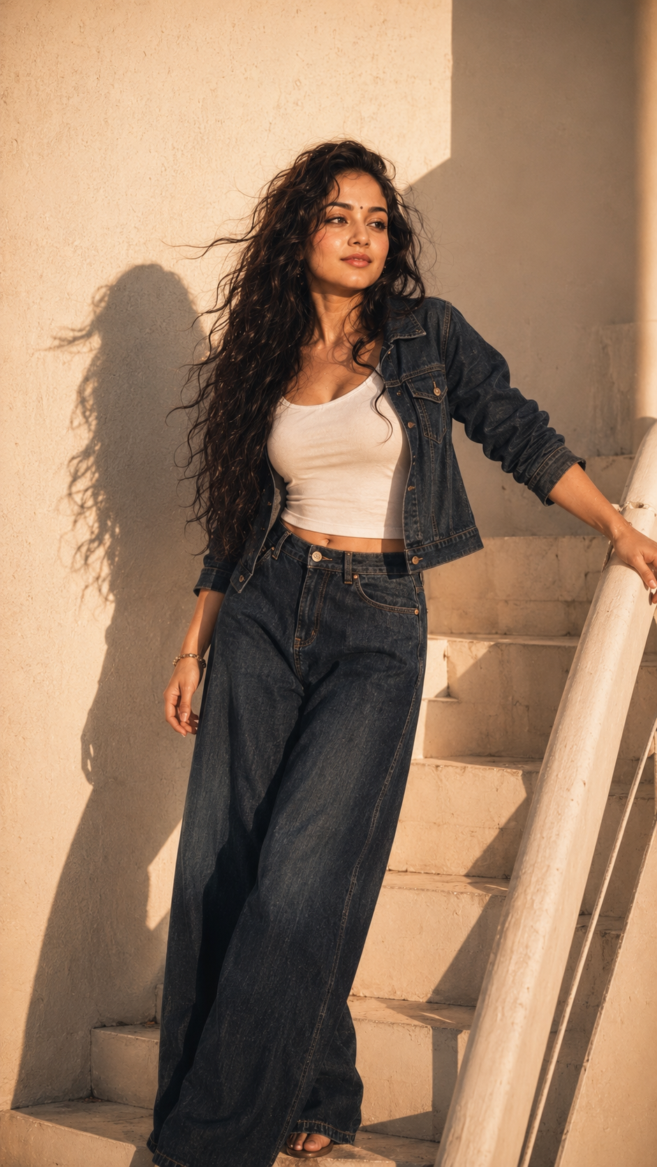Golden hour calm on the stairs