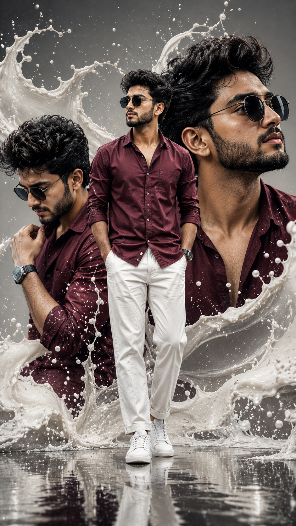 Stylish portrait with liquid flair