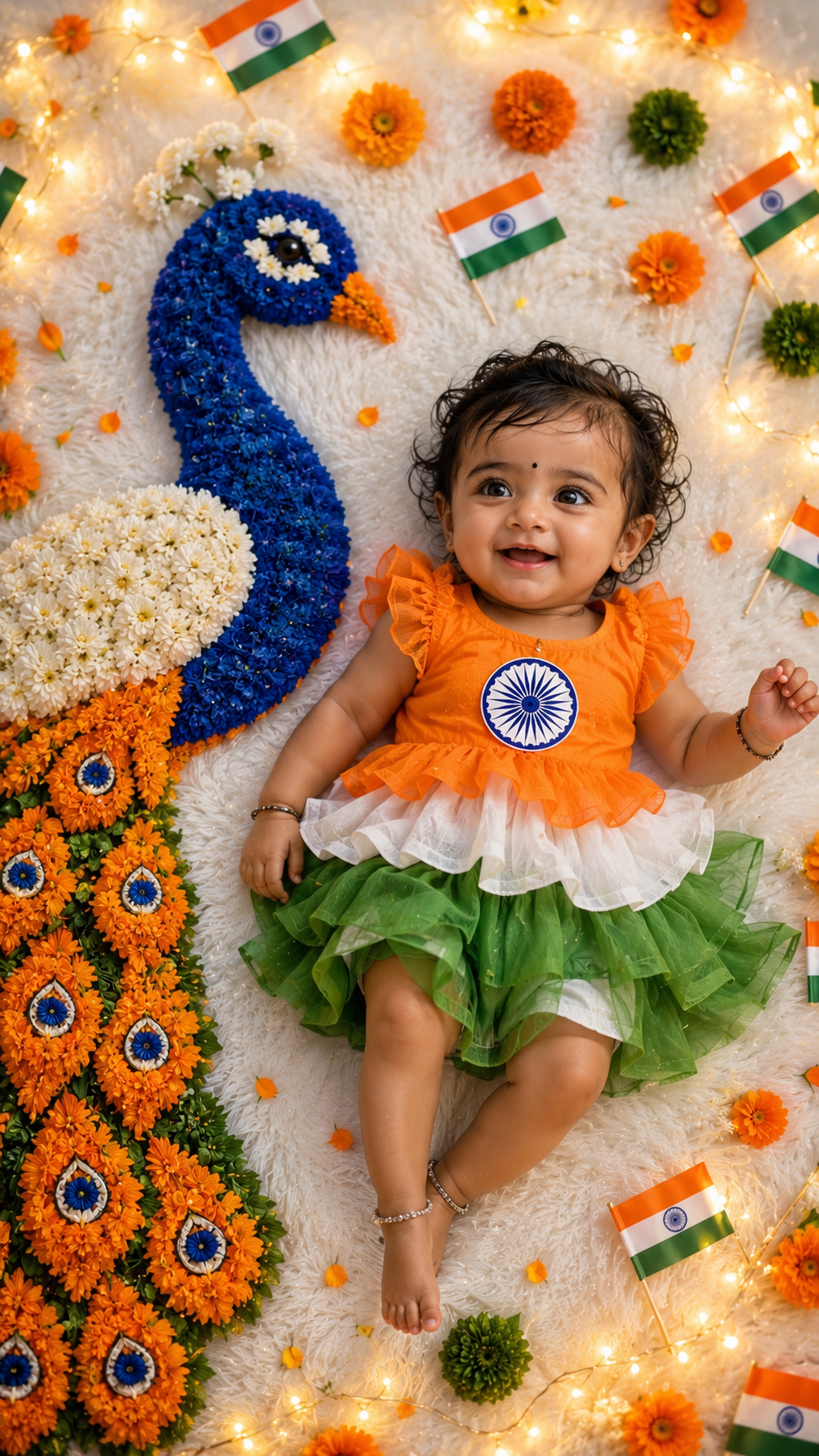 Joyful baby celebration with vibrant Independence