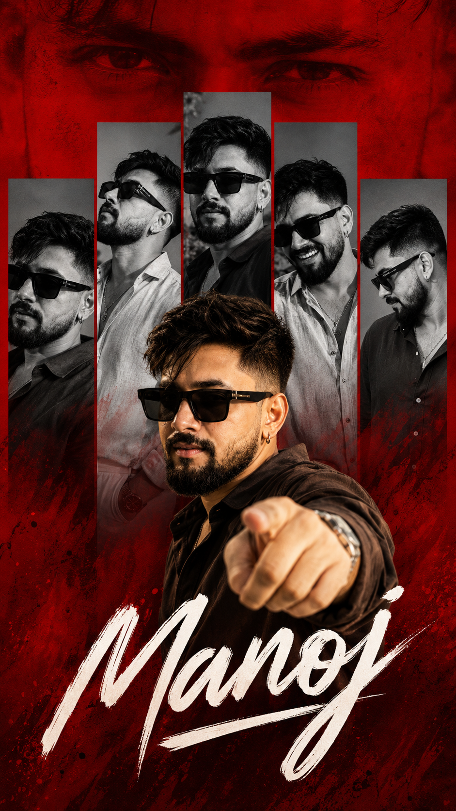 Manoj: Red Noir Poster Collage