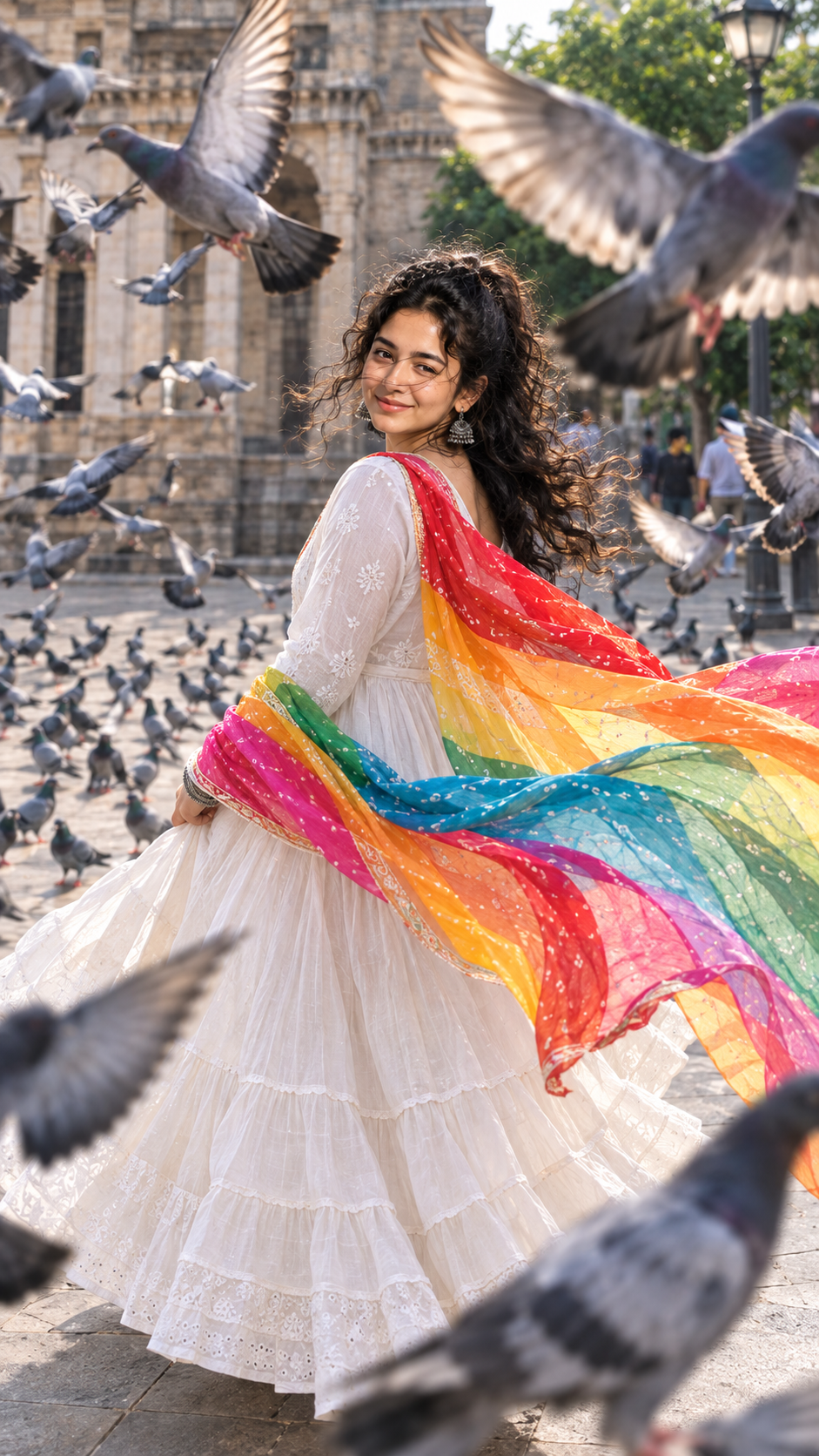 Rainbow Dupatta in Flight Girl