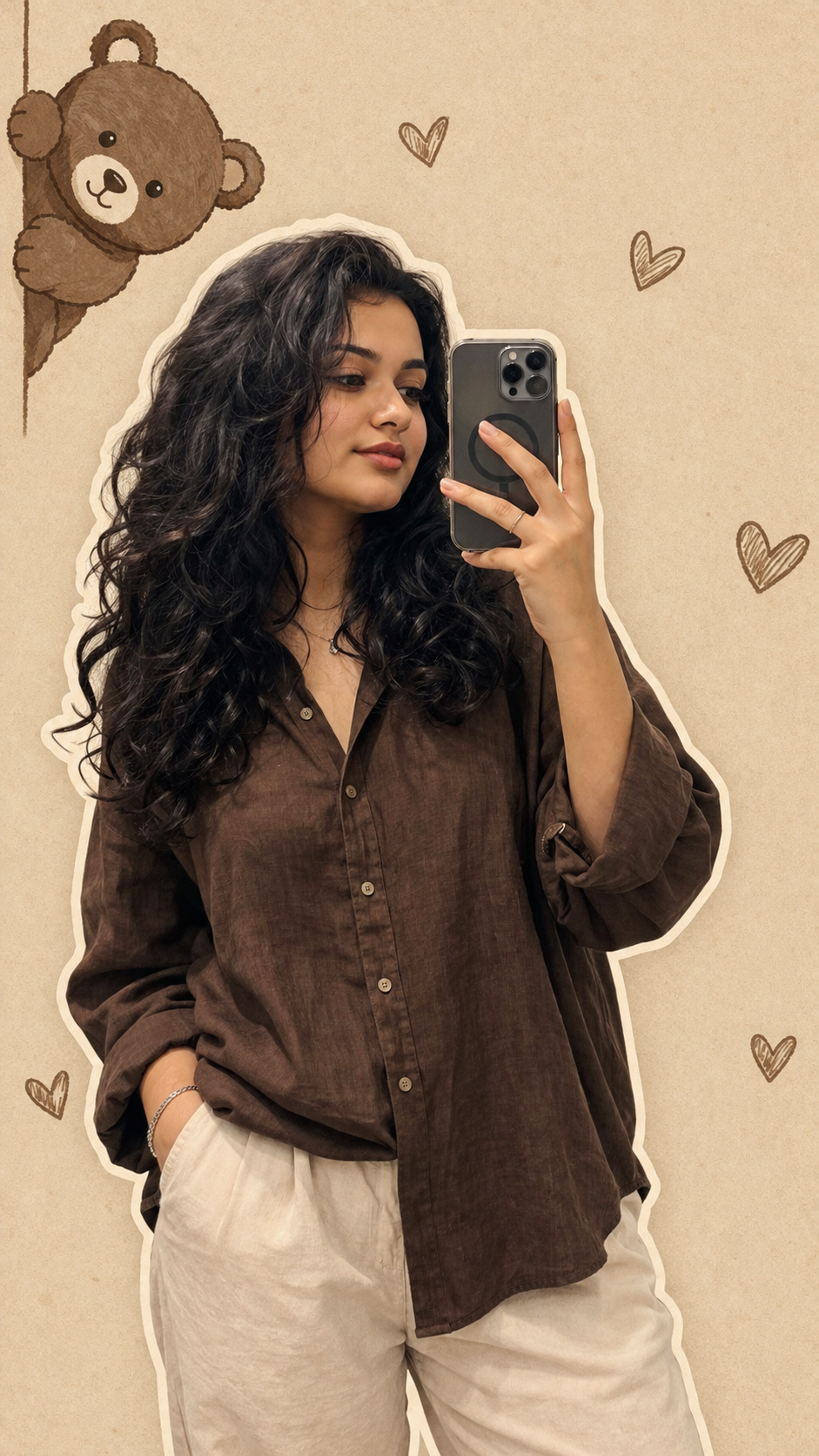 Cozy selfie with doodles and hearts