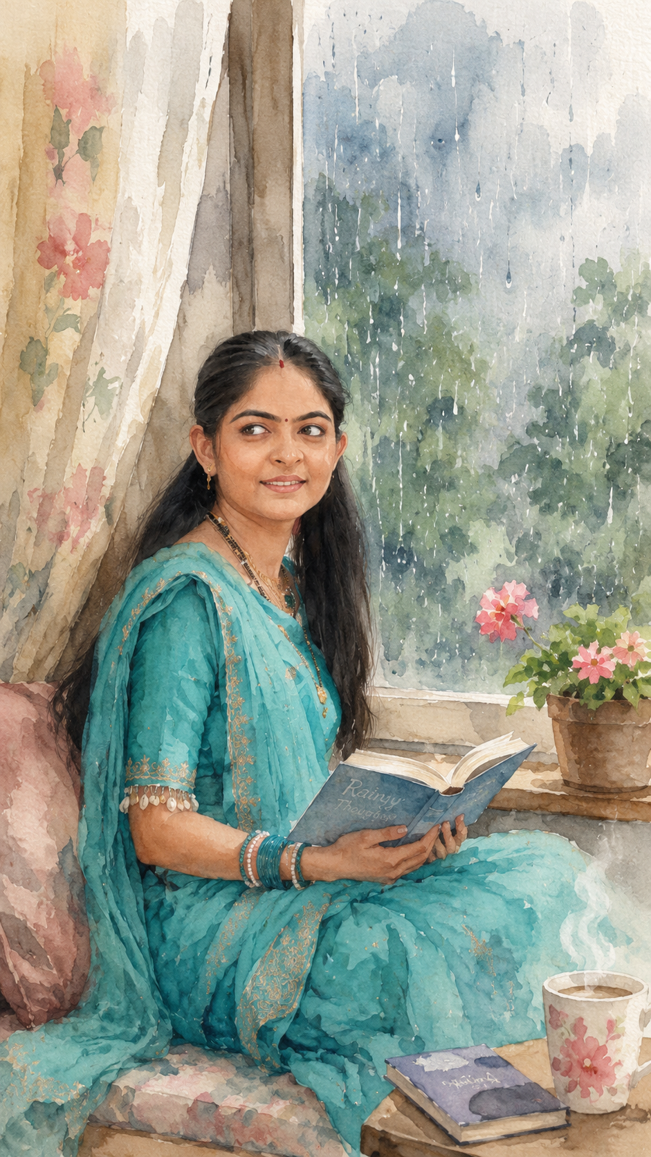 Cozy reading on a rainy day