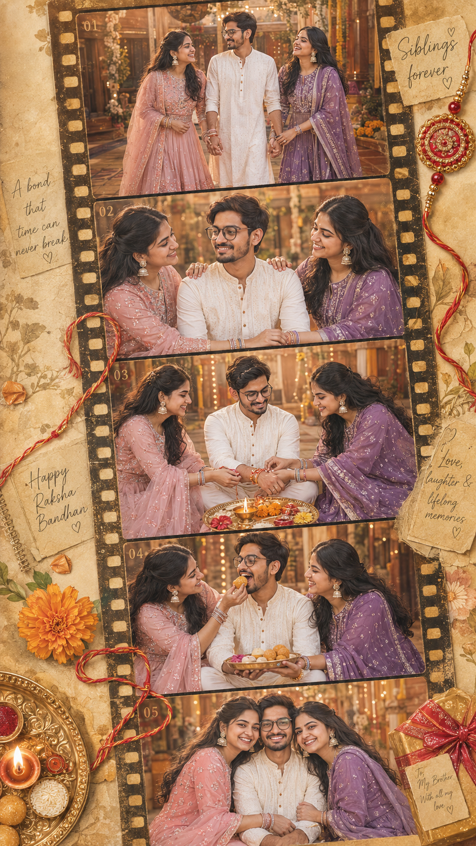 cinematic filmstrip collage portrait