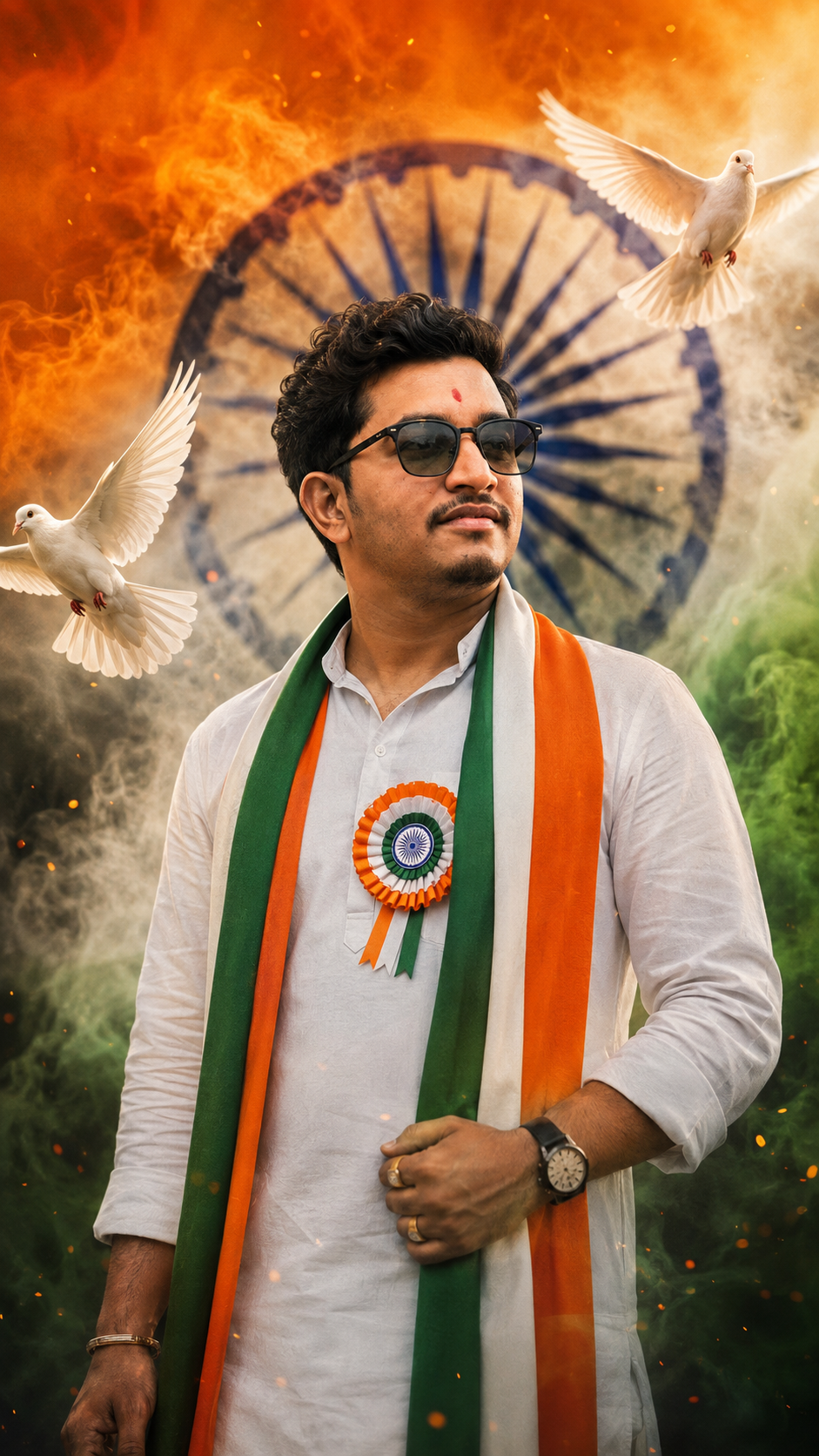 Patriotic Portrait with Ashoka Chakra