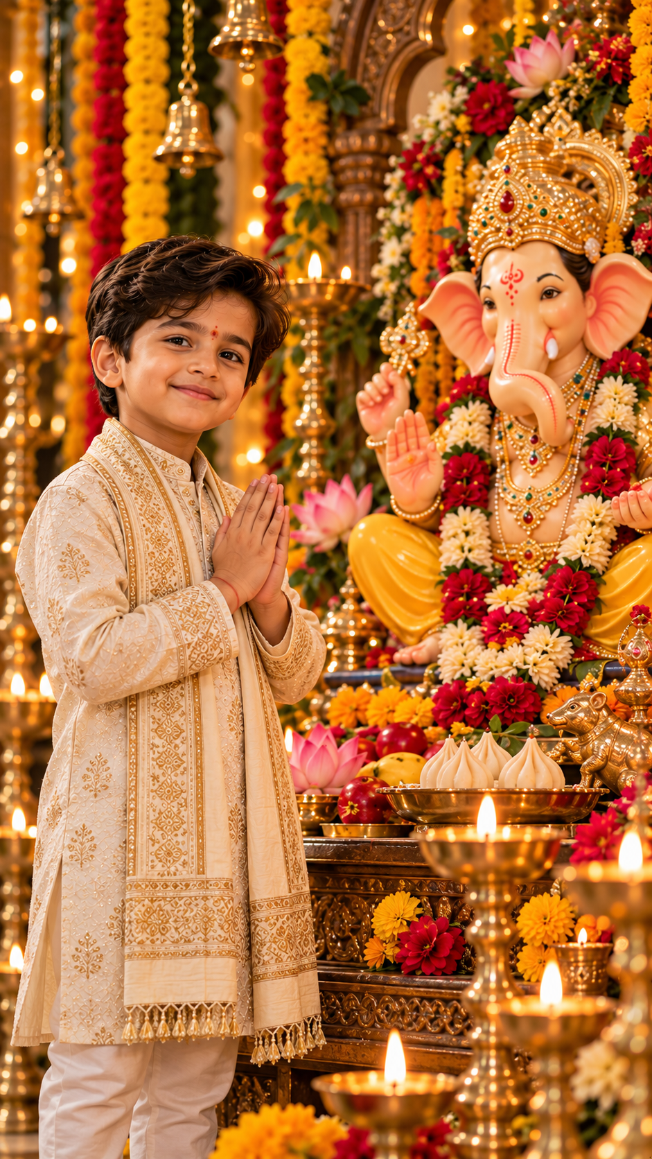 Boy’s Namaste Before Ganesha