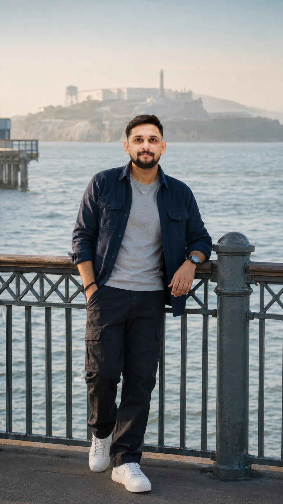 Relaxing by the waterfront pier