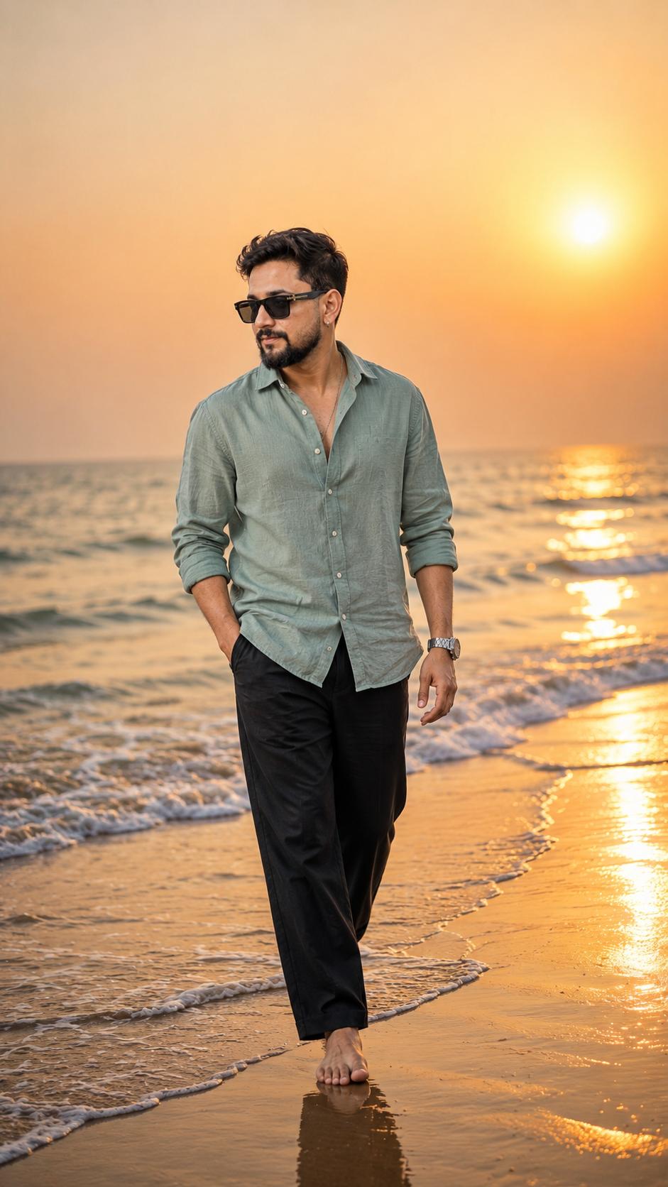 Golden Hour Shoreline Stroll