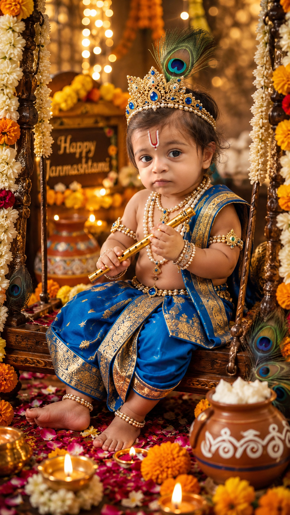 Cute Little Krishna Baby Portrait