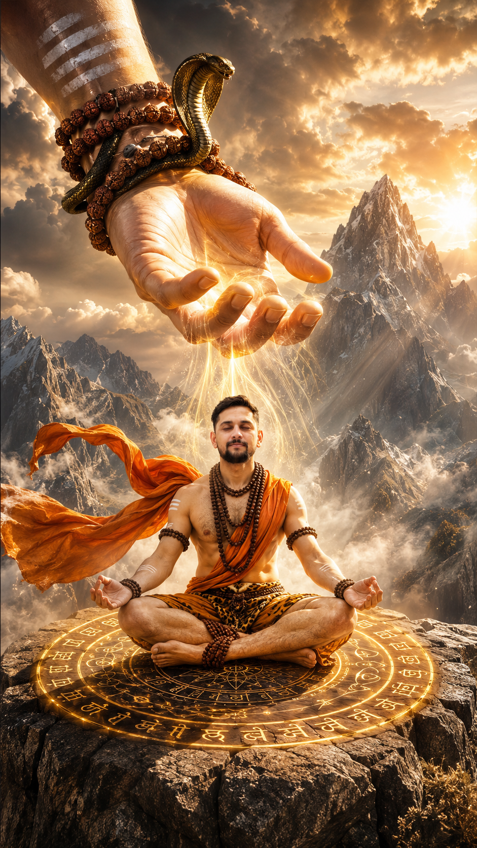 Divine blessing in golden light