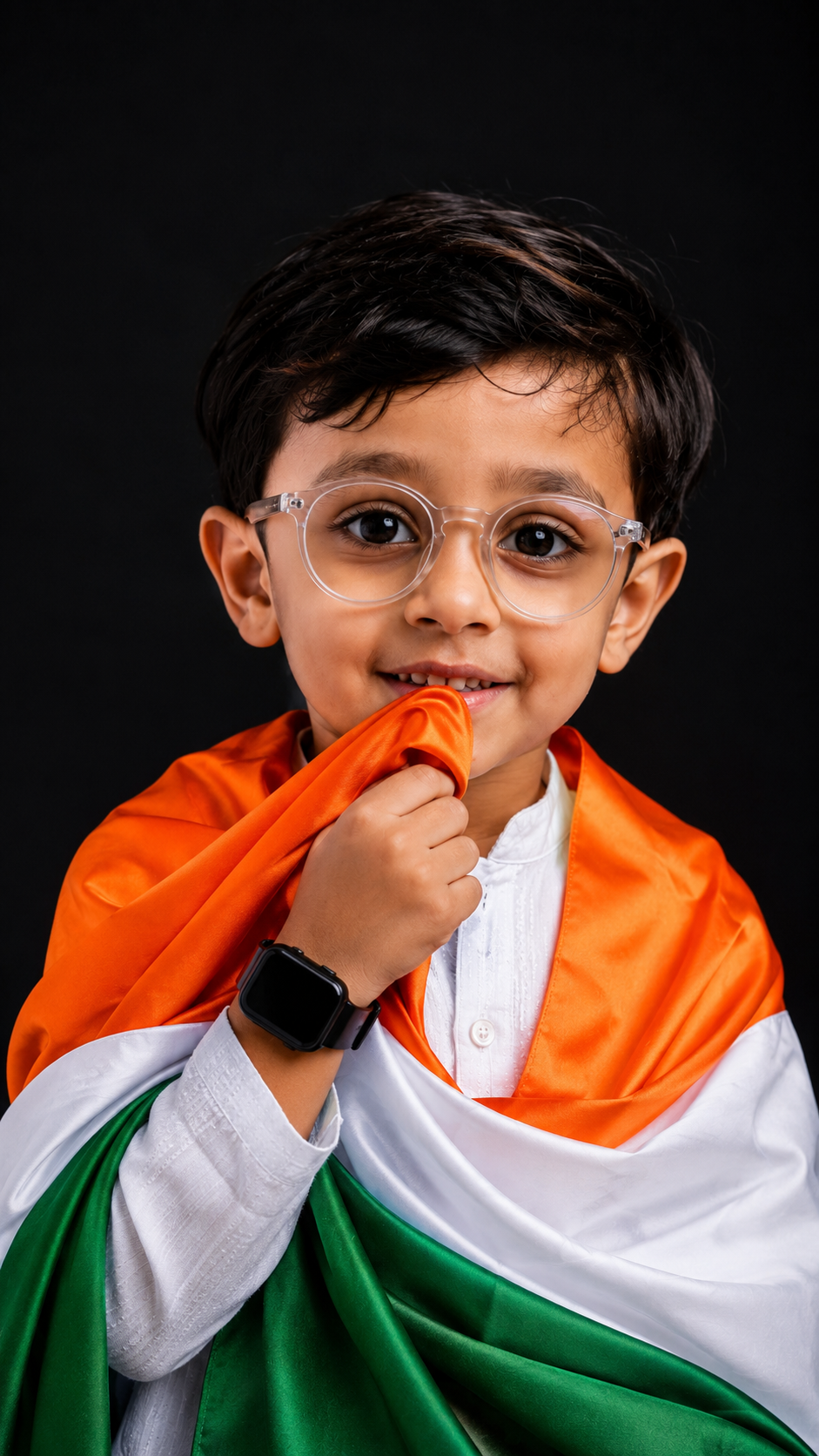 Child Wrapped in the Indian Tricolour