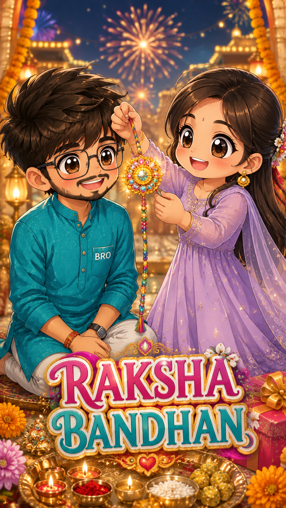 Cute Chibi Anime-Style Rakhi